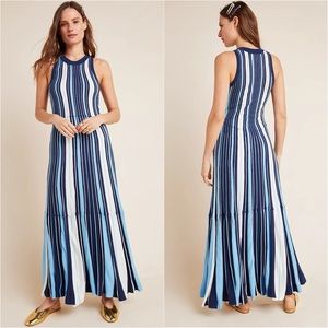 Maeve Lisanne Blue Striped Sweater Maxi Dress L